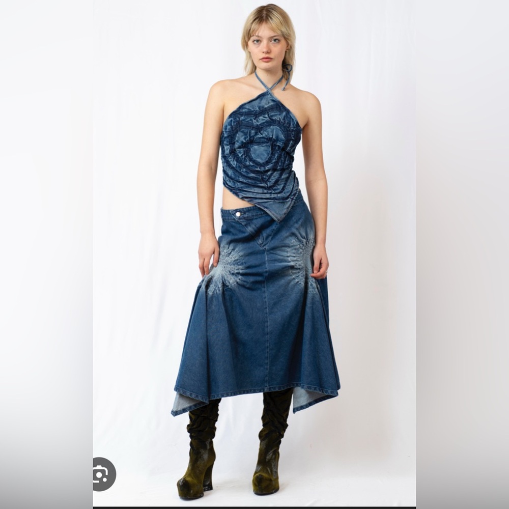 Masha Popova Denim Bandana halter top